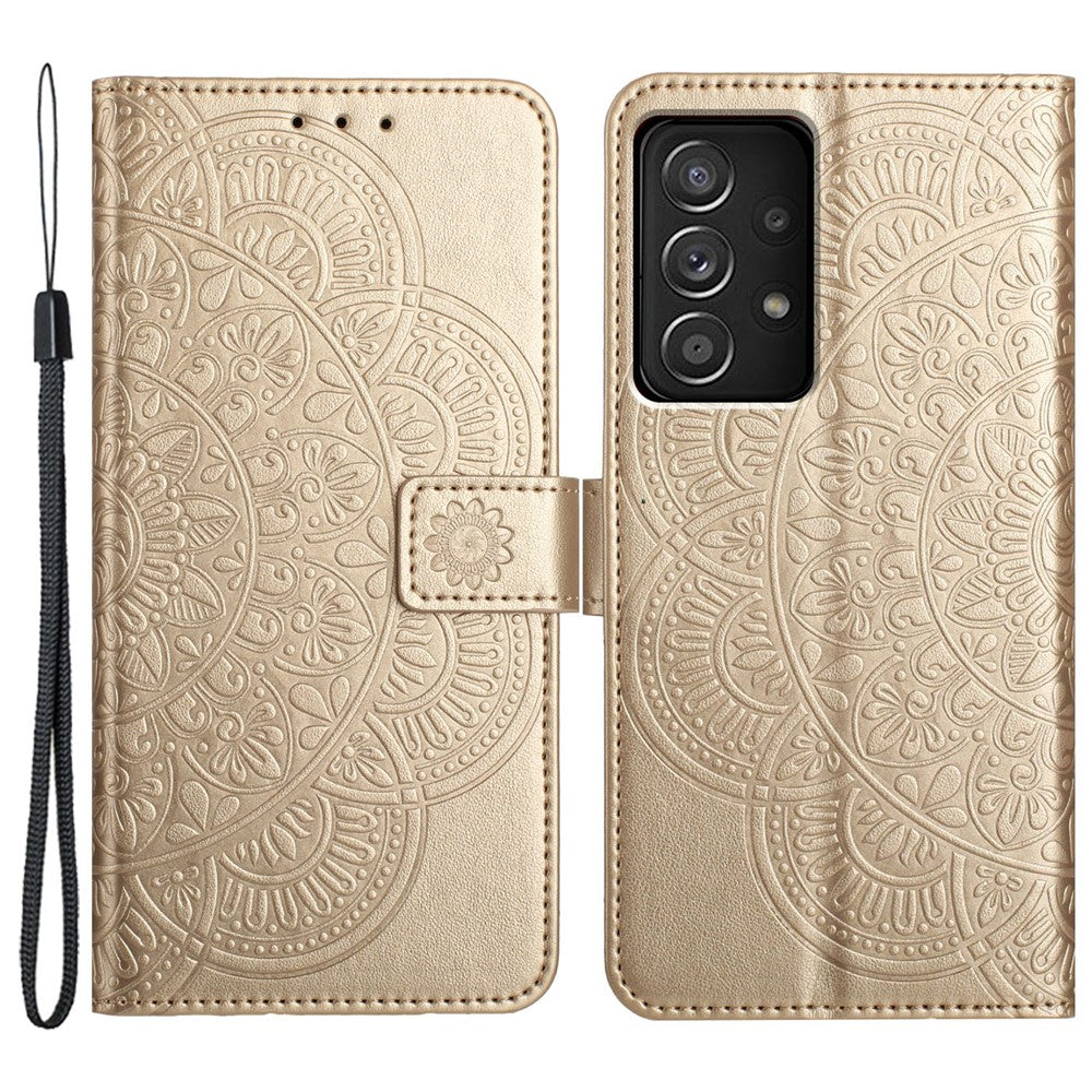 For Samsung Galaxy A52 5G / 4G / A52s 5G Case Flower Imprinted Magnetic Closure Stand Phone Cover