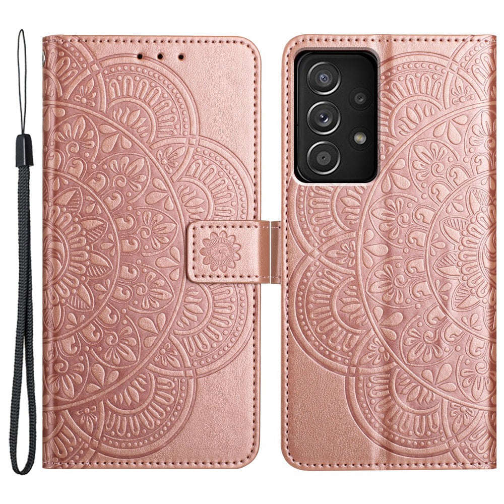 For Samsung Galaxy A52 5G / 4G / A52s 5G Case Flower Imprinted Magnetic Closure Stand Phone Cover