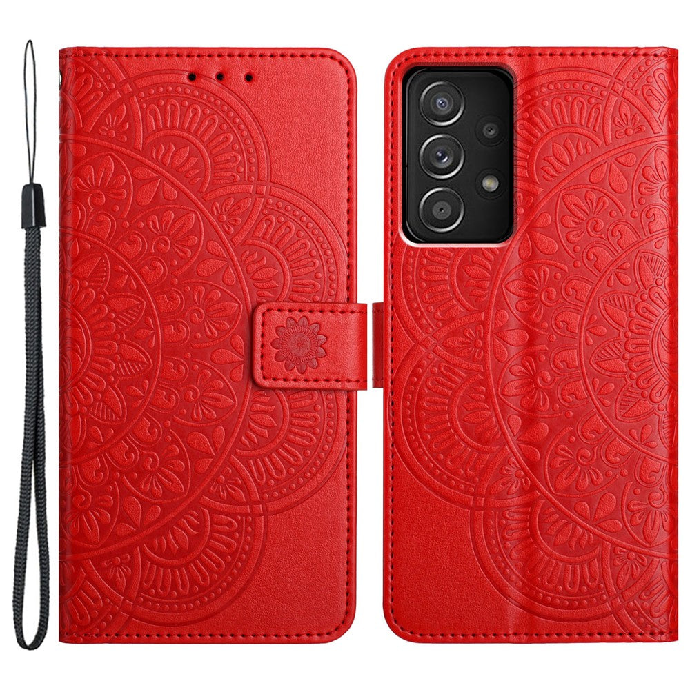 For Samsung Galaxy A52 5G / 4G / A52s 5G Case Flower Imprinted Magnetic Closure Stand Phone Cover
