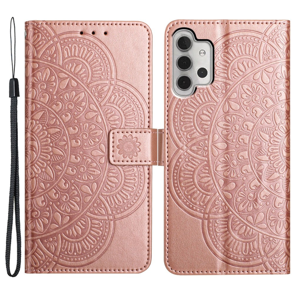 Til Samsung Galaxy A13 4G Telefoncover PU Læder Folio Flip Wallet Cover med Strop