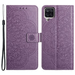 Til Samsung Galaxy A22 4G (EU version) etui i læder med flipcover, kortlommer + håndledsrem
