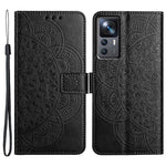 For Xiaomi 12T 5G / 12T Pro 5G / Redmi K50 Ultra Case PU Leather Phone Cover Imprinted Flower Pattern