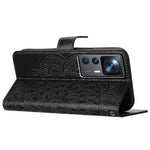 For Xiaomi 12T 5G / 12T Pro 5G / Redmi K50 Ultra Case PU Leather Phone Cover Imprinted Flower Pattern