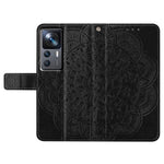For Xiaomi 12T 5G / 12T Pro 5G / Redmi K50 Ultra Case PU Leather Phone Cover Imprinted Flower Pattern