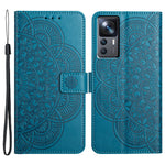 For Xiaomi 12T 5G / 12T Pro 5G / Redmi K50 Ultra Case PU Leather Phone Cover Imprinted Flower Pattern