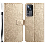 For Xiaomi 12T 5G / 12T Pro 5G / Redmi K50 Ultra Case PU Leather Phone Cover Imprinted Flower Pattern