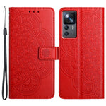 For Xiaomi 12T 5G / 12T Pro 5G / Redmi K50 Ultra Case PU Leather Phone Cover Imprinted Flower Pattern
