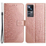 For Xiaomi 12T 5G / 12T Pro 5G / Redmi K50 Ultra Case PU Leather Phone Cover Imprinted Flower Pattern