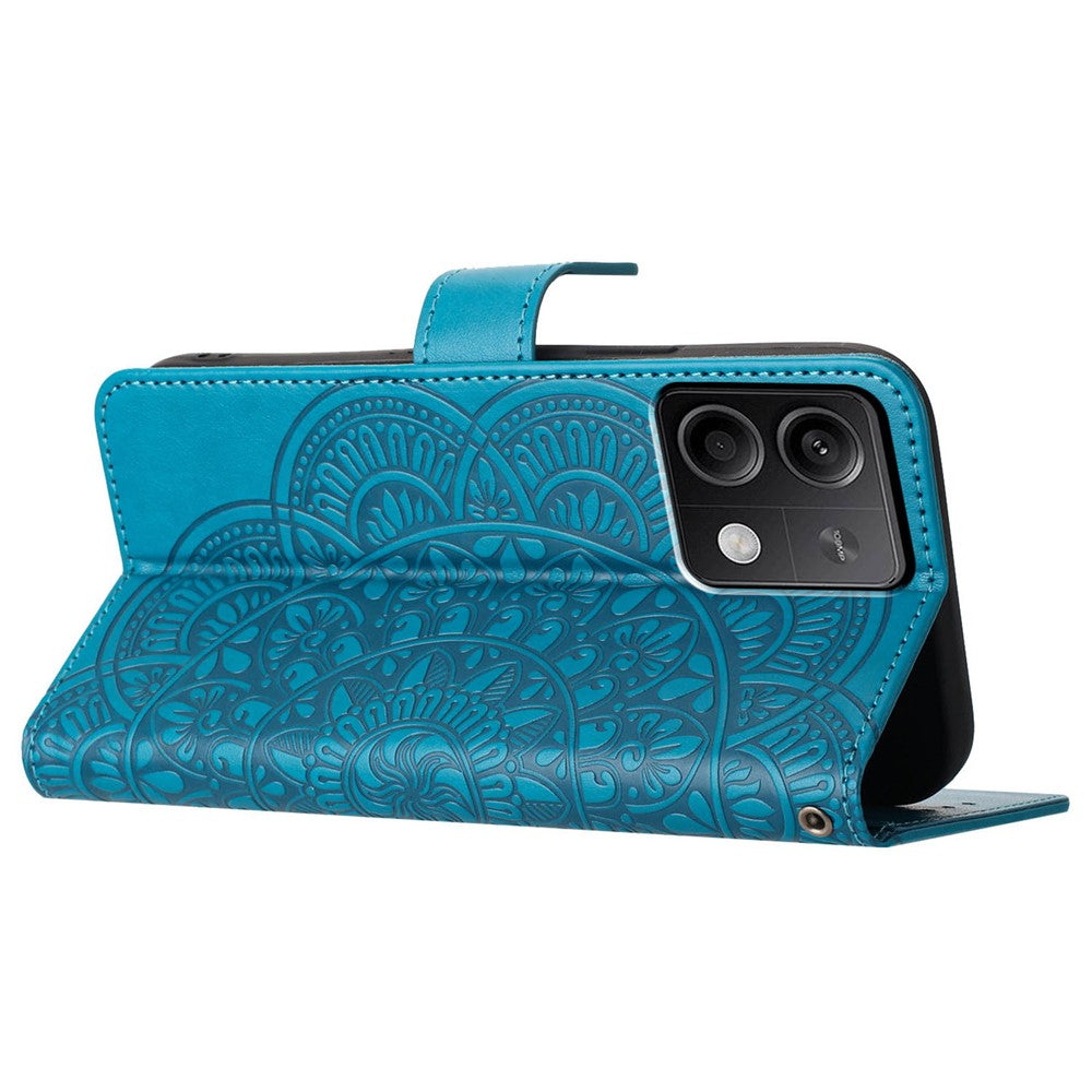 For Xiaomi Redmi Note 13 4G Case Magnetic Closure Flower Pattern Handbag Phone Cover