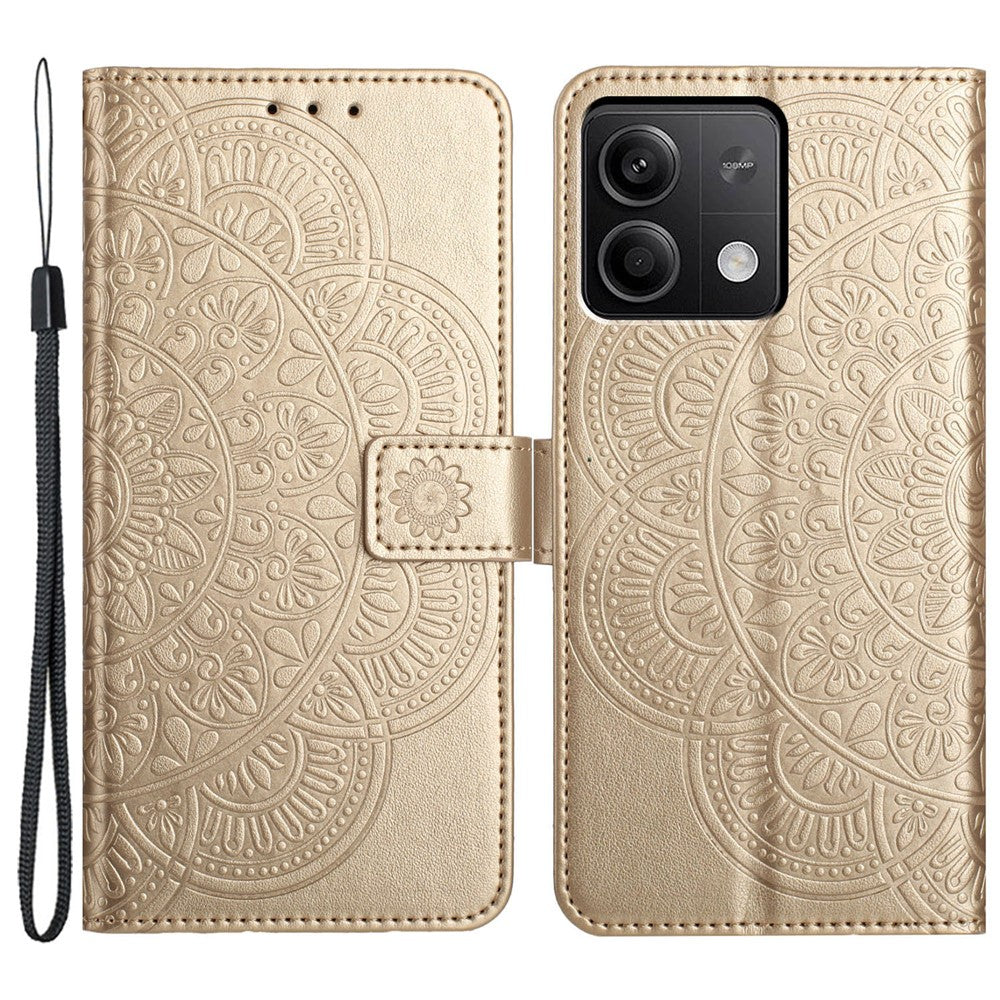 For Xiaomi Redmi Note 13 4G Case Magnetic Closure Flower Pattern Handbag Phone Cover
