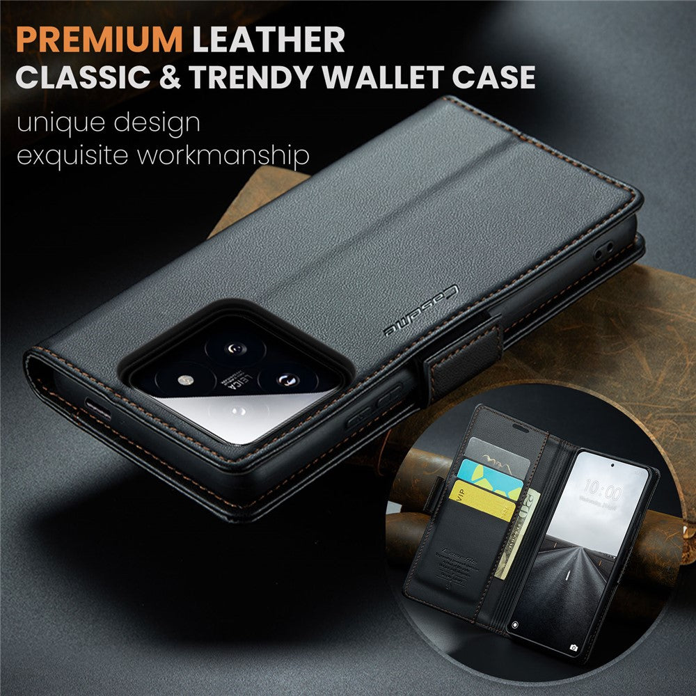 For Xiaomi 14 Pro Leather Case CASEME 023 RFID Blocking 3 Card Slot Mobile Cover