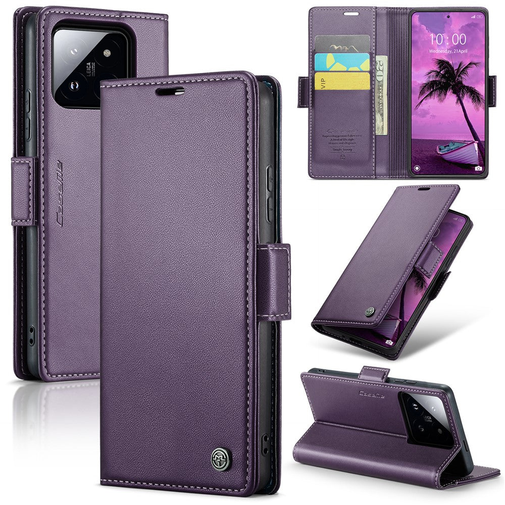 For Xiaomi 14 Pro Leather Case CASEME 023 RFID Blocking 3 Card Slot Mobile Cover