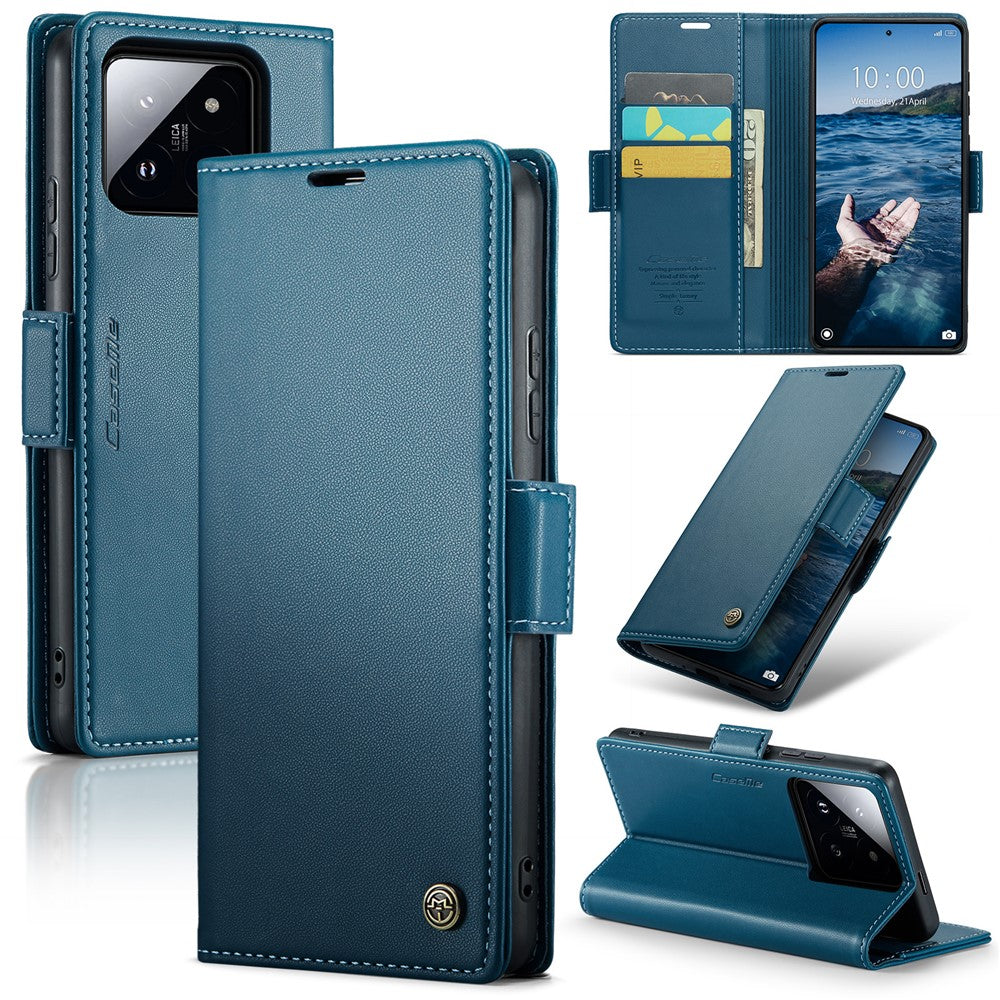 For Xiaomi 14 Pro Leather Case CASEME 023 RFID Blocking 3 Card Slot Mobile Cover
