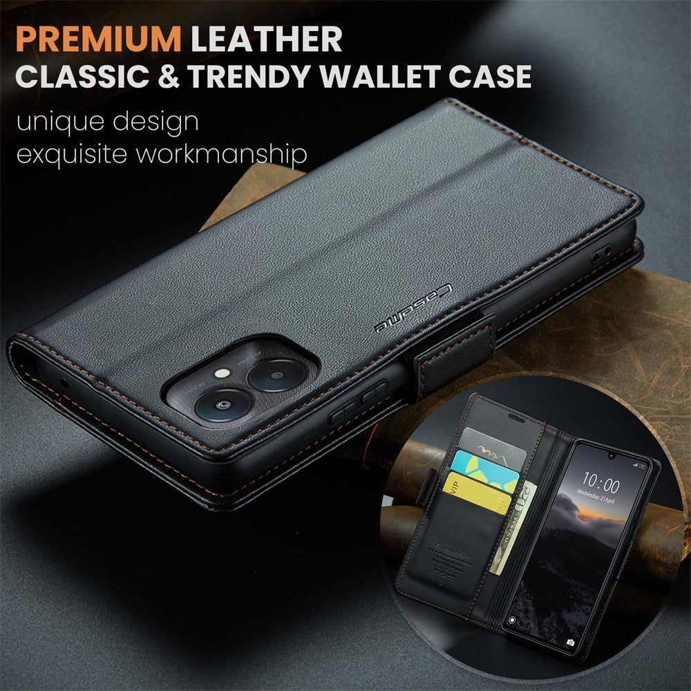 For Xiaomi Redmi 13C 4G / Redmi 13C 5G / Poco C65 4G Leather Case CASEME 023 RFID Blocking 3 Card Slot Mobile Cover