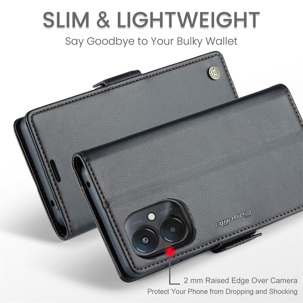 For Xiaomi Redmi 13C 4G / Redmi 13C 5G / Poco C65 4G Leather Case CASEME 023 RFID Blocking 3 Card Slot Mobile Cover