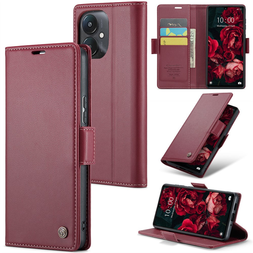 For Xiaomi Redmi 13C 4G / Redmi 13C 5G / Poco C65 4G Leather Case CASEME 023 RFID Blocking 3 Card Slot Mobile Cover