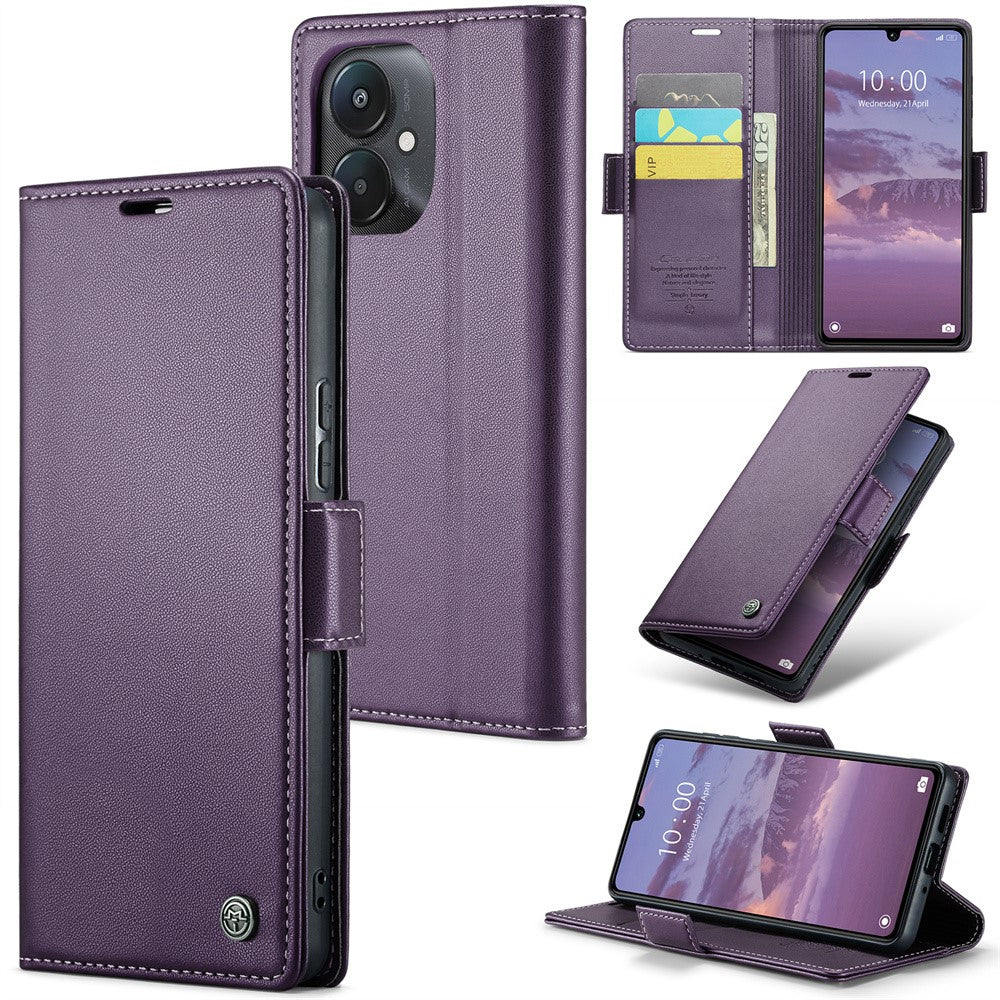 For Xiaomi Redmi 13C 4G / Redmi 13C 5G / Poco C65 4G Leather Case CASEME 023 RFID Blocking 3 Card Slot Mobile Cover