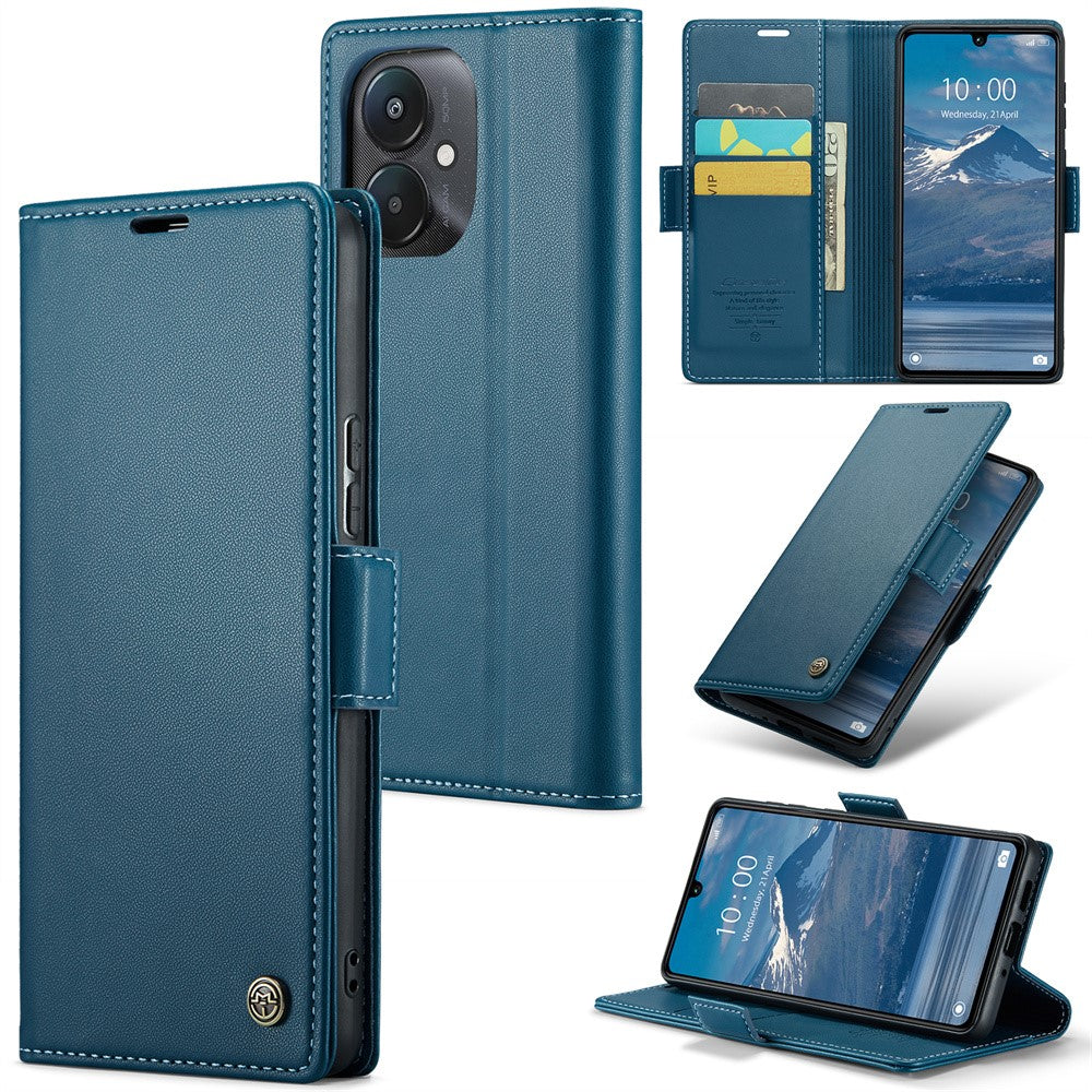 For Xiaomi Redmi 13C 4G / Redmi 13C 5G / Poco C65 4G Leather Case CASEME 023 RFID Blocking 3 Card Slot Mobile Cover