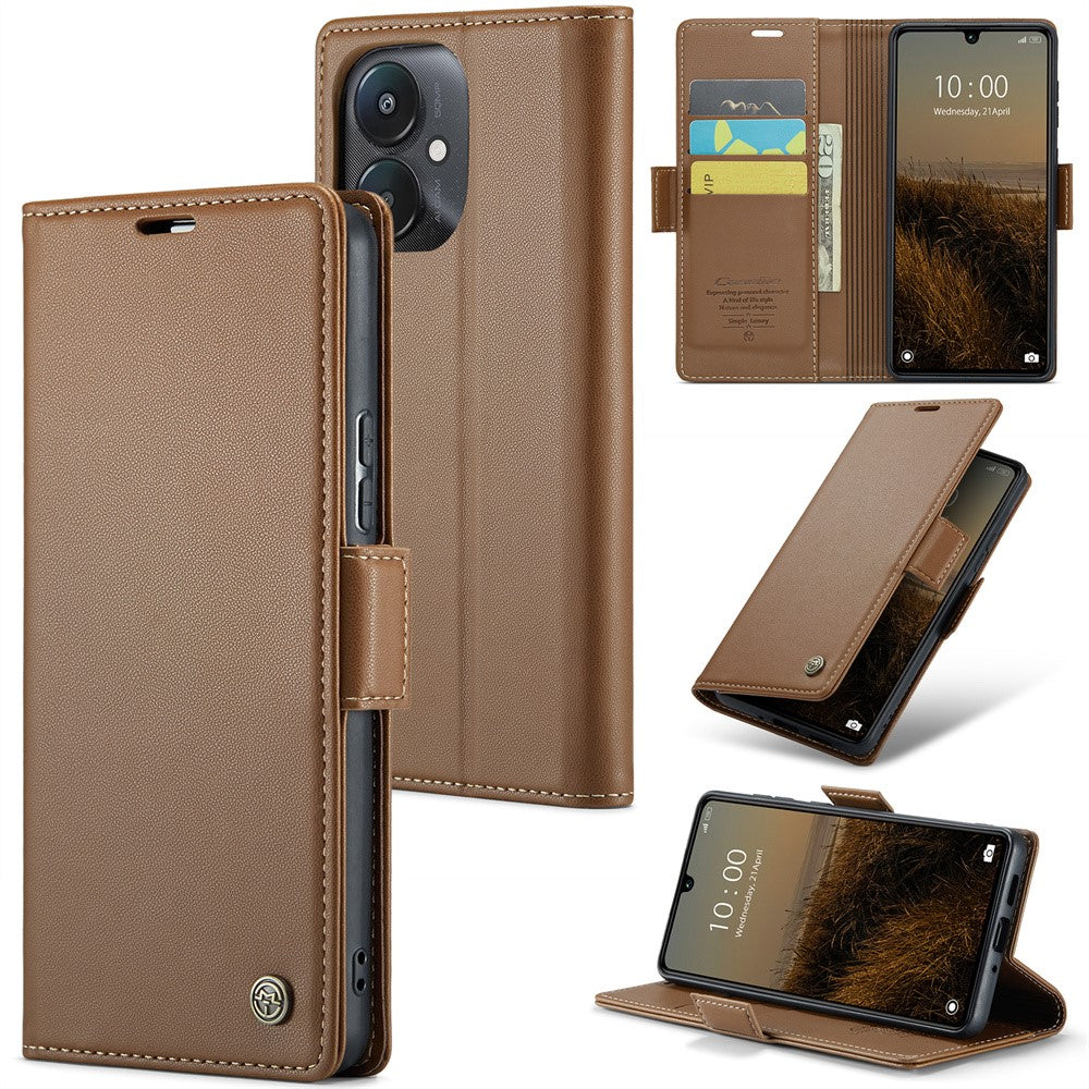 For Xiaomi Redmi 13C 4G / Redmi 13C 5G / Poco C65 4G Leather Case CASEME 023 RFID Blocking 3 Card Slot Mobile Cover