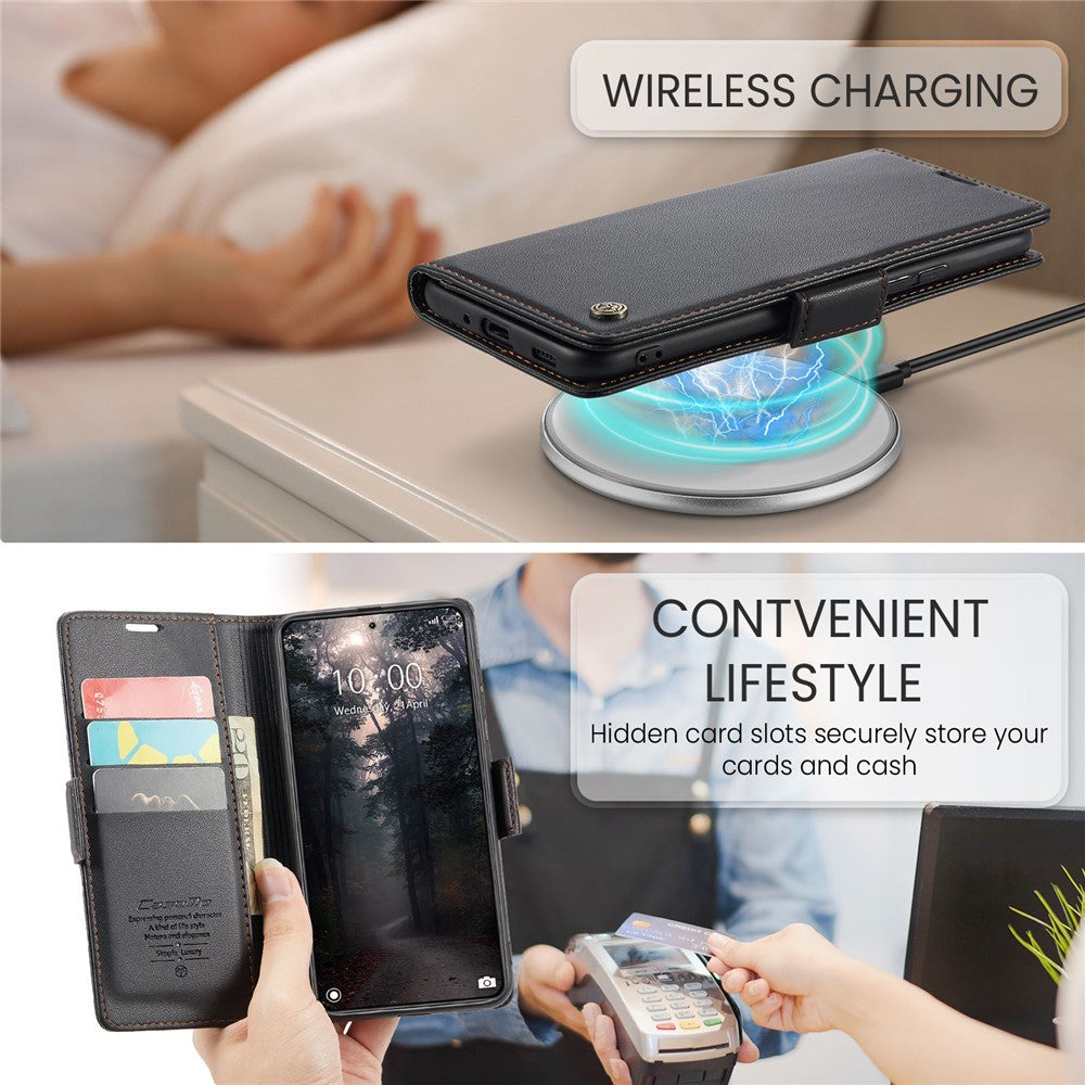 For Xiaomi 14 Magnetic Leather Case CASEME 023 RFID Blocking 3 Card Slot Mobile Cover