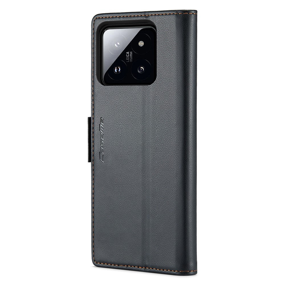 For Xiaomi 14 Magnetic Leather Case CASEME 023 RFID Blocking 3 Card Slot Mobile Cover