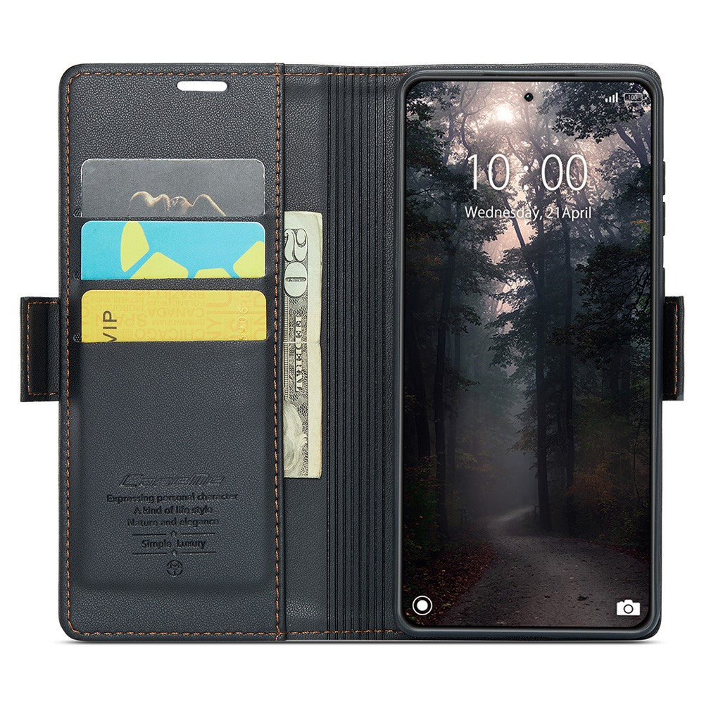 For Xiaomi 14 Magnetic Leather Case CASEME 023 RFID Blocking 3 Card Slot Mobile Cover