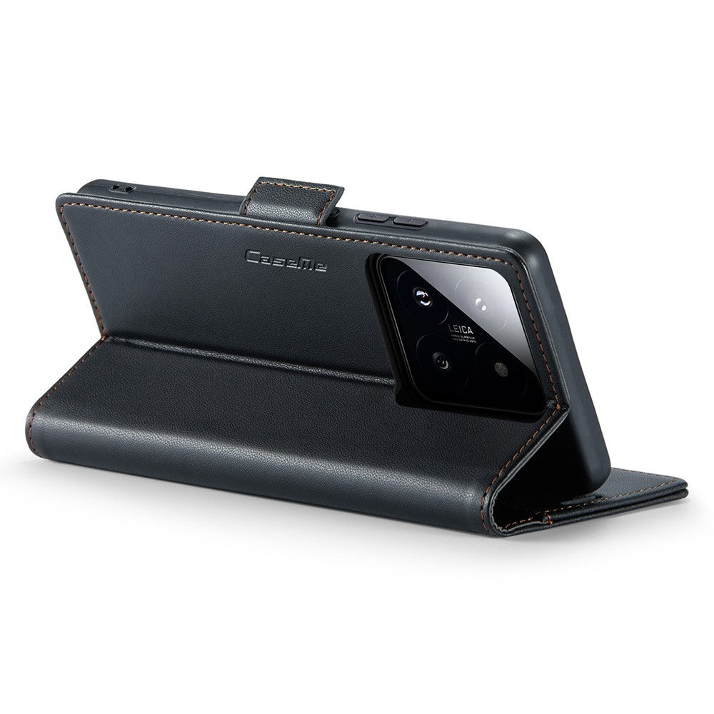 For Xiaomi 14 Magnetic Leather Case CASEME 023 RFID Blocking 3 Card Slot Mobile Cover