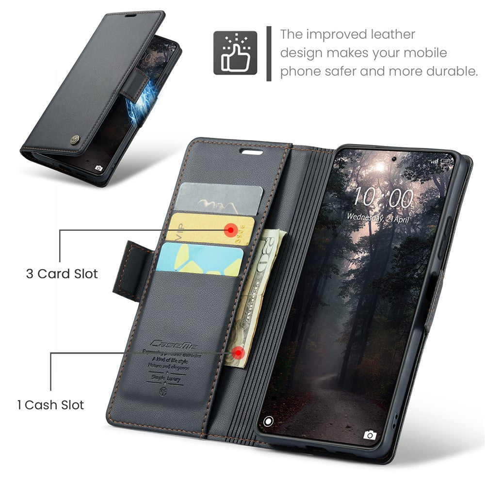 For Xiaomi 14 Magnetic Leather Case CASEME 023 RFID Blocking 3 Card Slot Mobile Cover