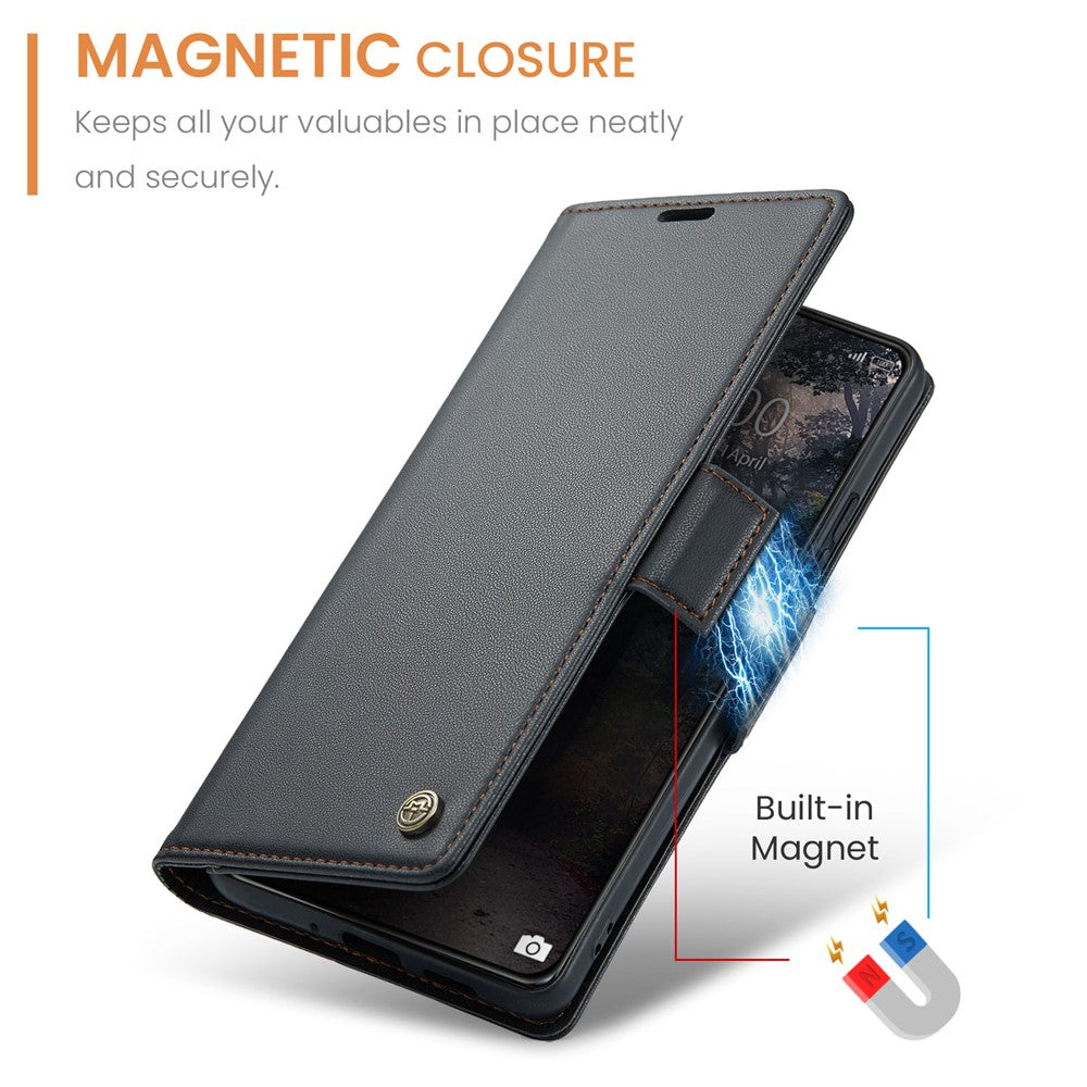For Xiaomi 14 Magnetic Leather Case CASEME 023 RFID Blocking 3 Card Slot Mobile Cover