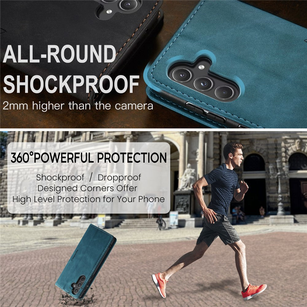 CASEME 013 Series til Samsung Galaxy A55 5G Cover PU Læder Stander Business Telefoncover
