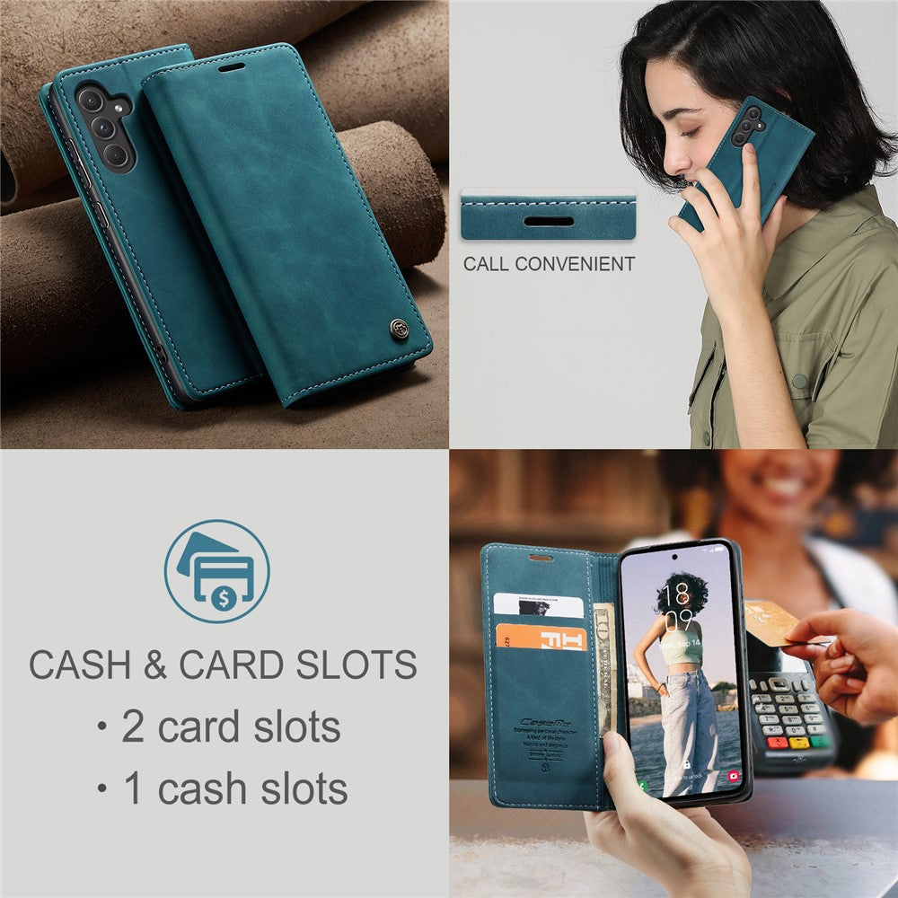 CASEME 013 Series til Samsung Galaxy A55 5G Cover PU Læder Stander Business Telefoncover