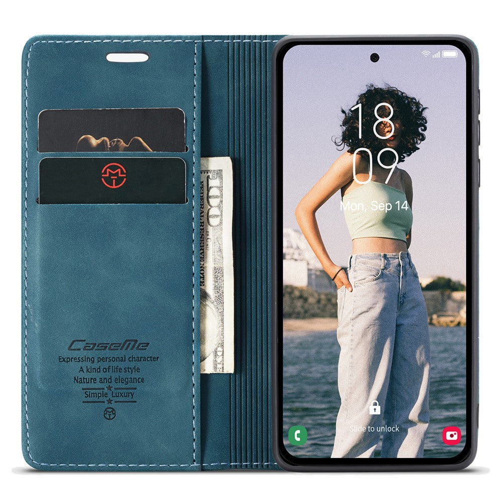 CASEME 013 Series til Samsung Galaxy A55 5G Cover PU Læder Stander Business Telefoncover