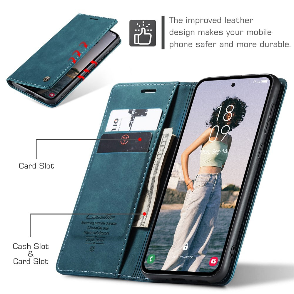 CASEME 013 Series til Samsung Galaxy A55 5G Cover PU Læder Stander Business Telefoncover