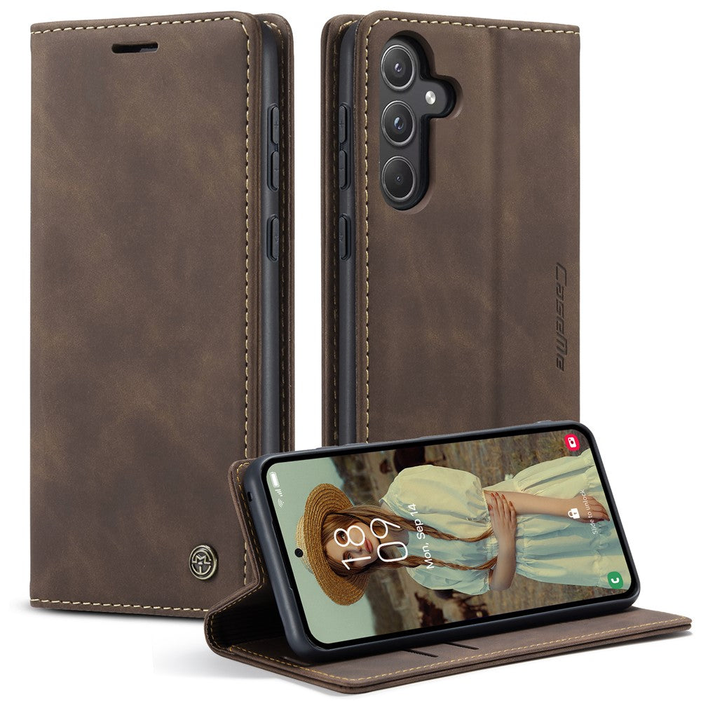 CASEME 013 Series til Samsung Galaxy A55 5G Cover PU Læder Stander Business Telefoncover