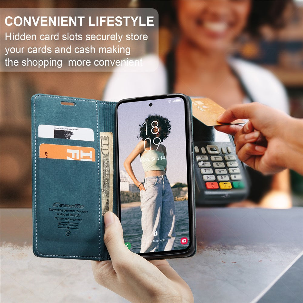 CASEME 013 Series For Samsung Galaxy A35 5G Case Stand Magnetic PU Leather Phone Cover