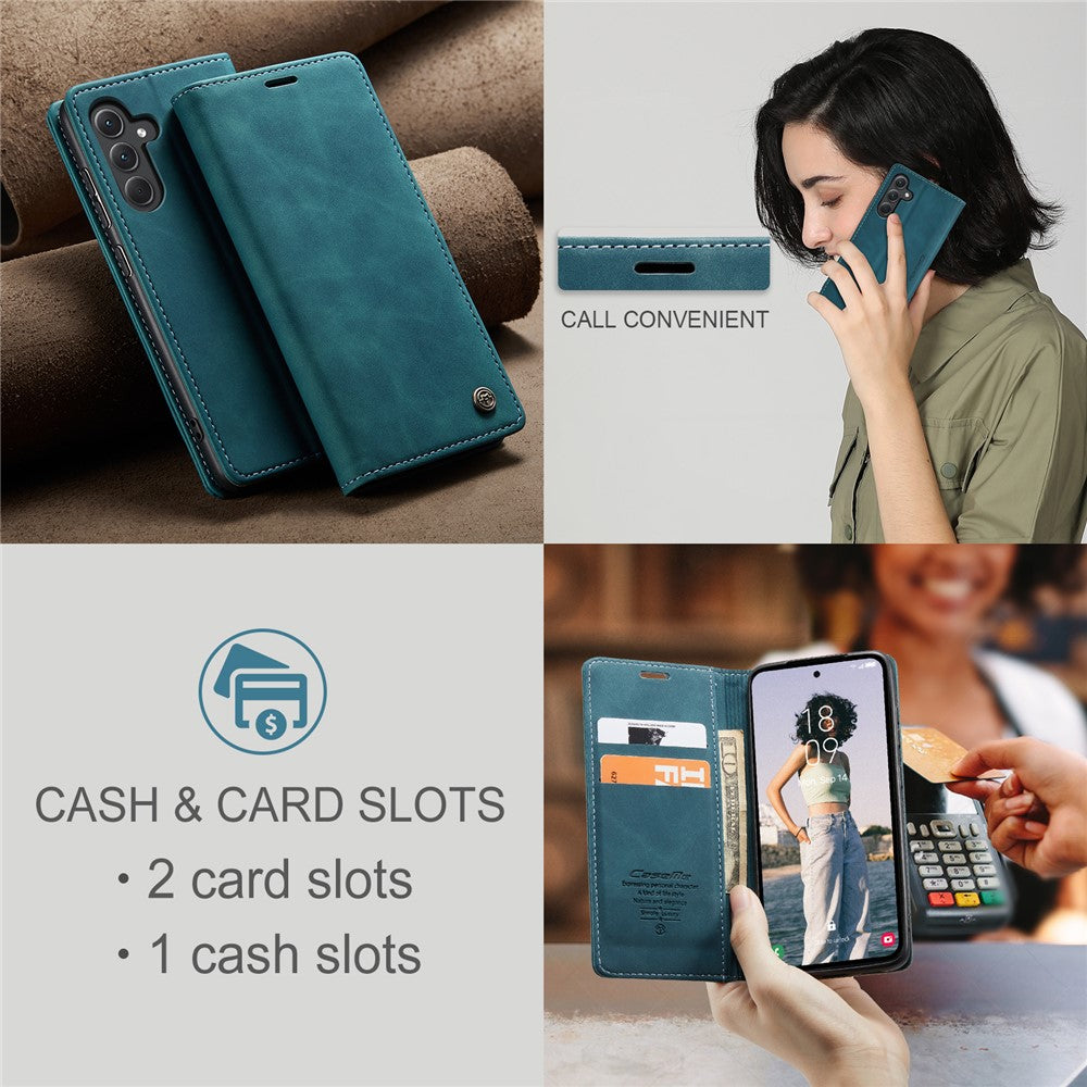 CASEME 013 Series For Samsung Galaxy A35 5G Case Stand Magnetic PU Leather Phone Cover