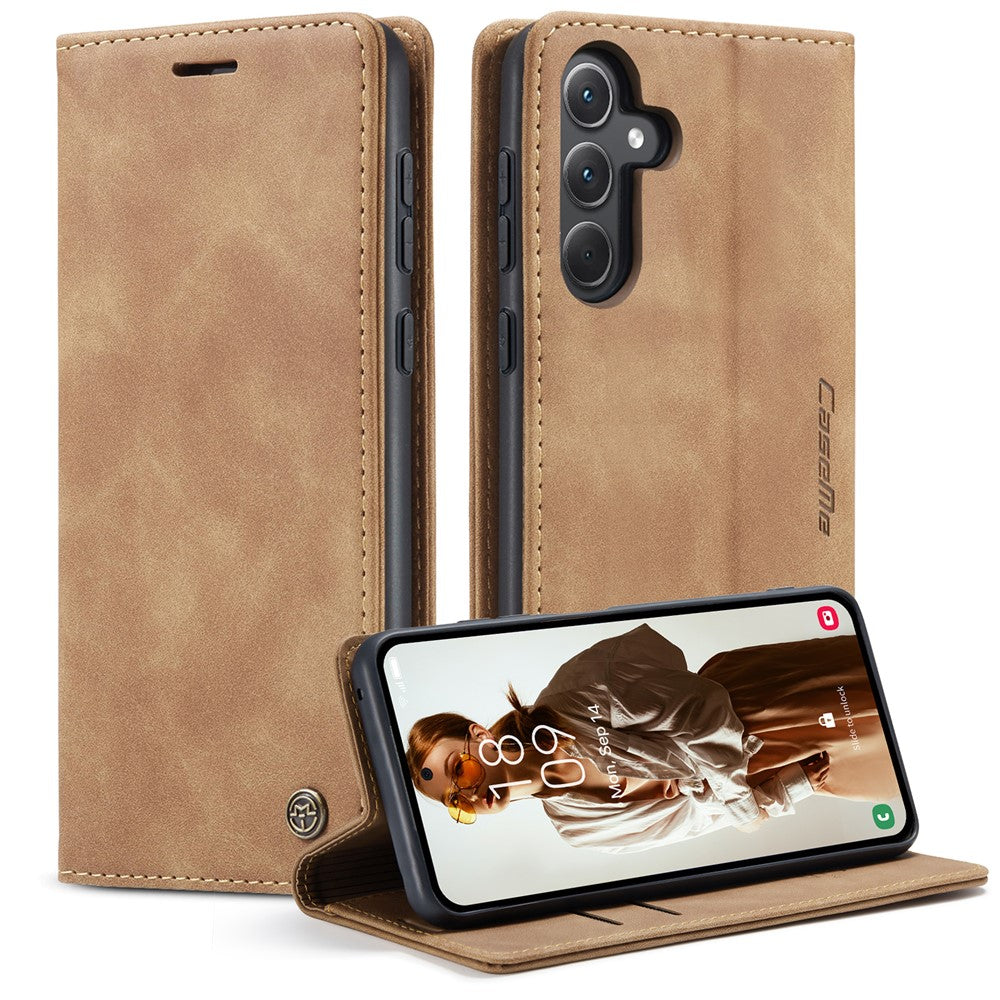 CASEME 013 Series For Samsung Galaxy A35 5G Case Stand Magnetic PU Leather Phone Cover