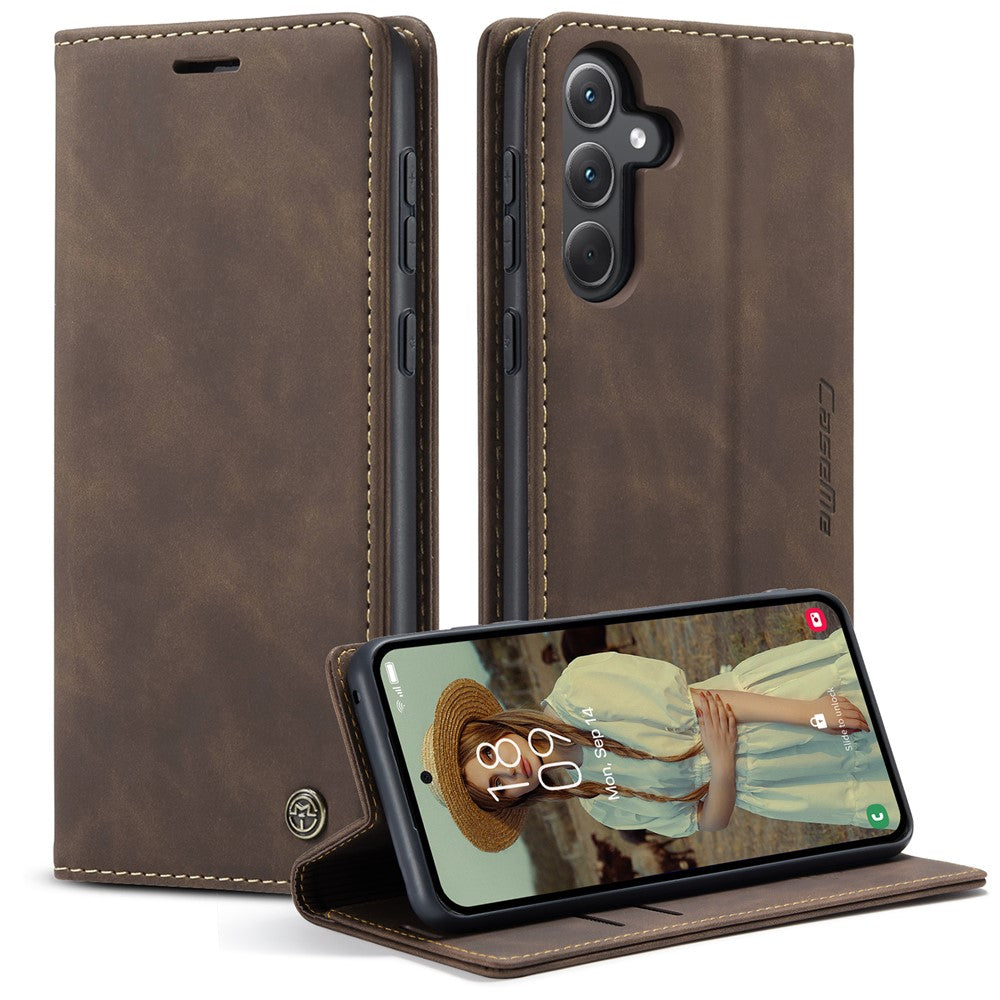 CASEME 013 Series For Samsung Galaxy A35 5G Case Stand Magnetic PU Leather Phone Cover