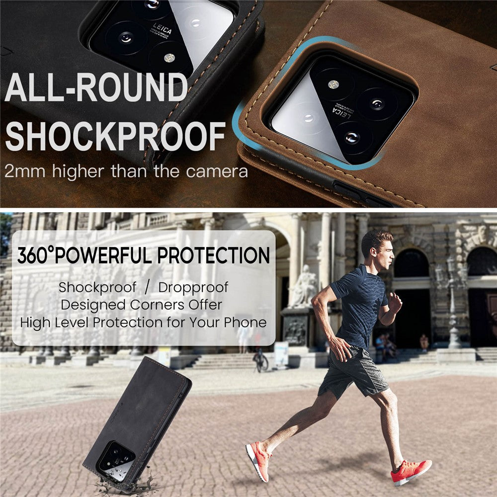 CASEME 013 Series For Xiaomi 14 Case Automatic Closing Stand Shockproof Phone Cover