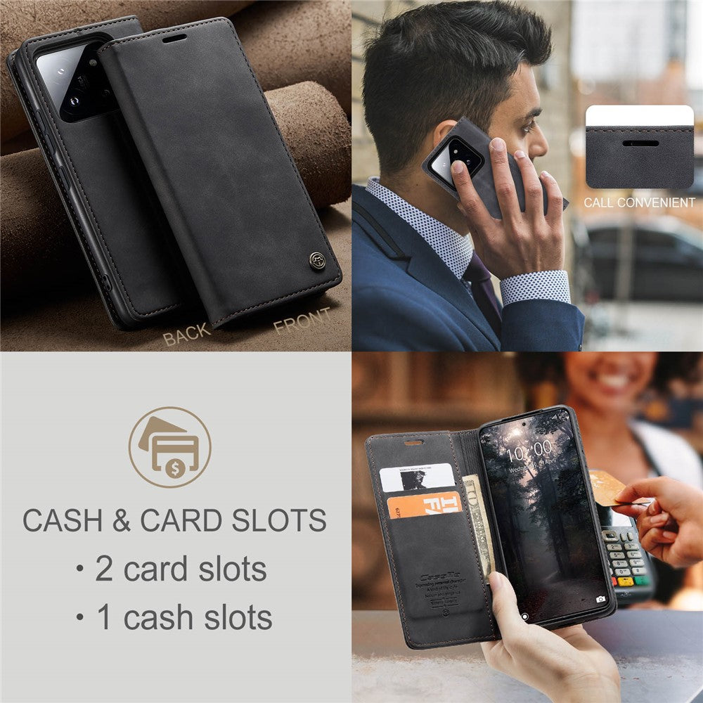 CASEME 013 Series For Xiaomi 14 Case Automatic Closing Stand Shockproof Phone Cover