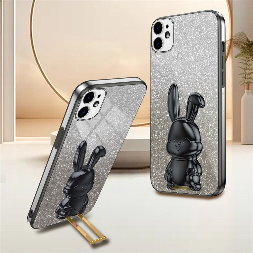 Utdragbart stativskal med tecknad kanin för iPhone 11, smartmobilskydd