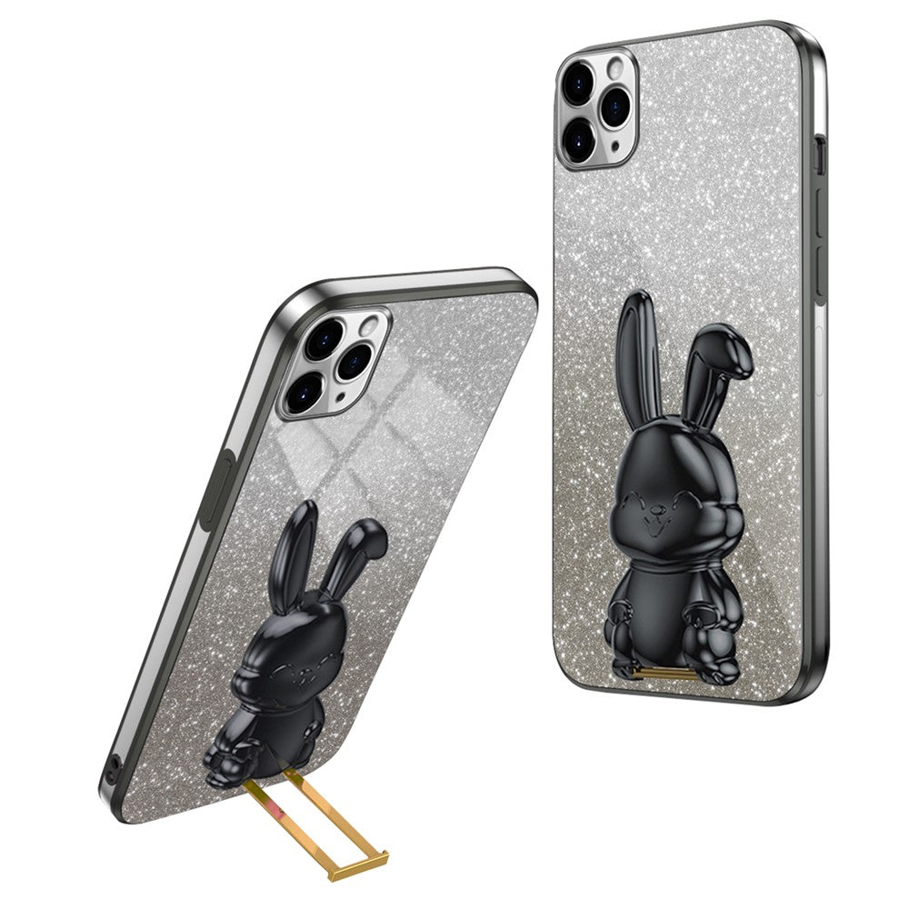 iPhone 11 Pro Max tecknad kaninfodral Utdragbart stativ Smartphonefodral