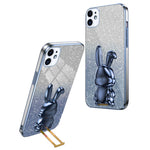 Til iPhone 12 mini Glitter Pudder Cover Udtrækkelig Støttefod Smart Telefon Cover