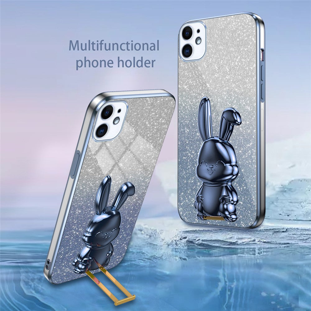 Til iPhone 12 mini Glitter Pudder Cover Udtrækkelig Støttefod Smart Telefon Cover