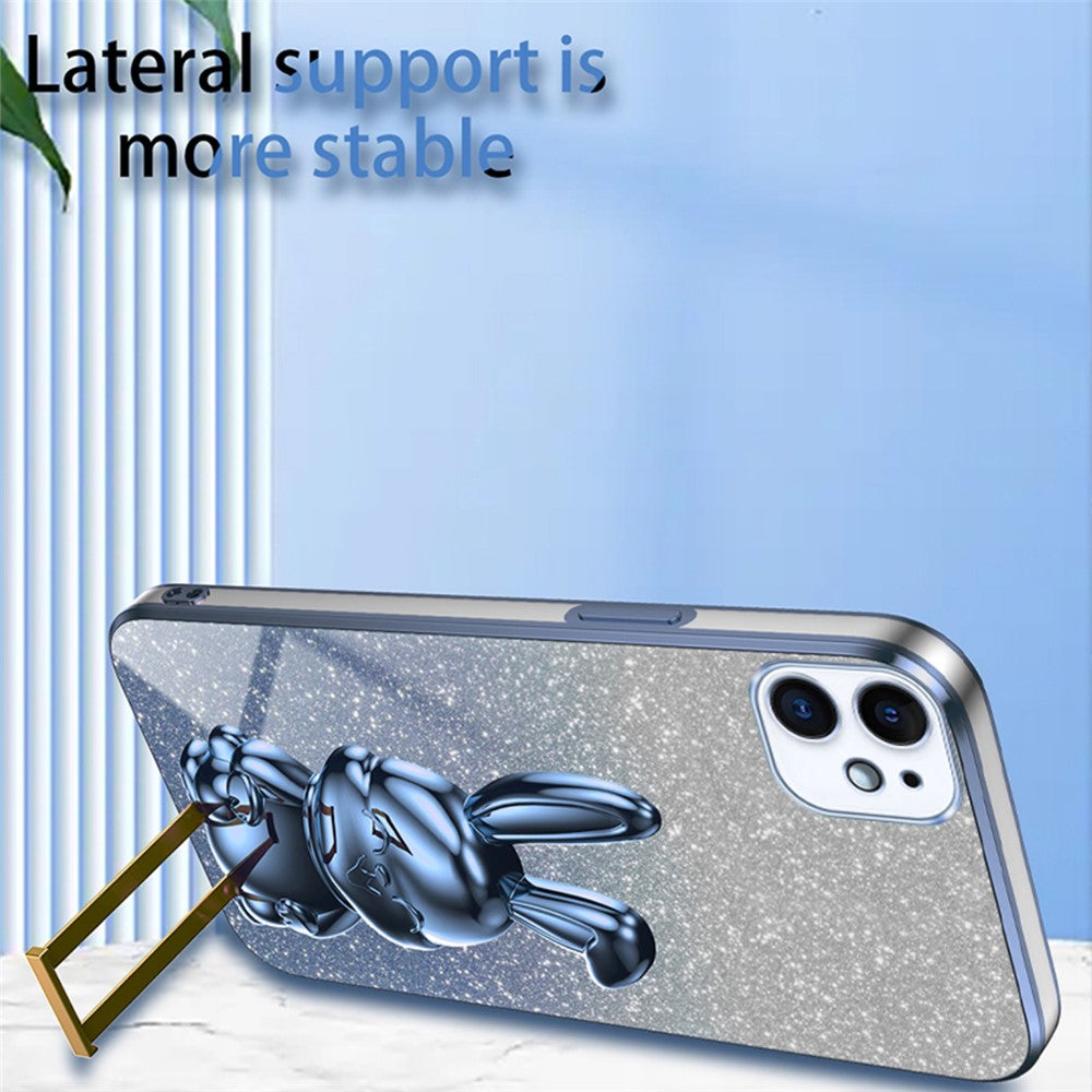 Til iPhone 12 mini Glitter Pudder Cover Udtrækkelig Støttefod Smart Telefon Cover