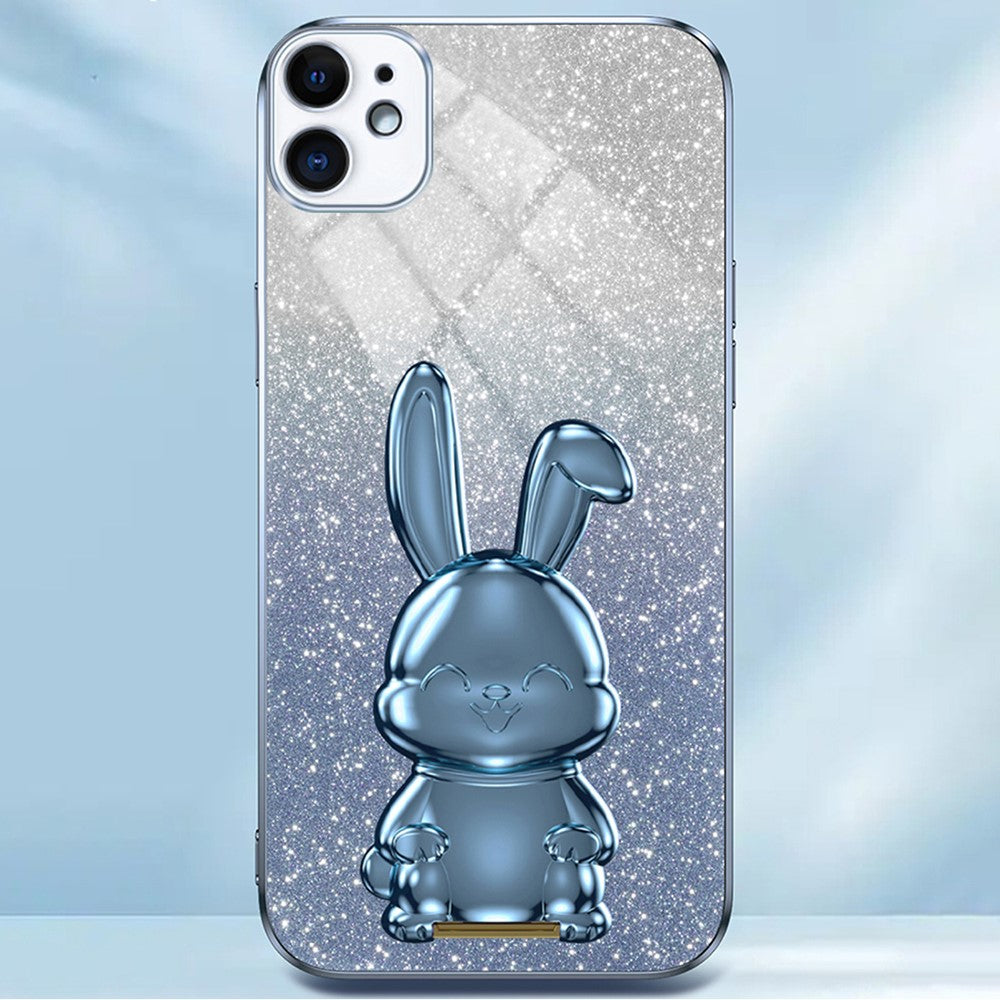Til iPhone 12 mini Glitter Pudder Cover Udtrækkelig Støttefod Smart Telefon Cover