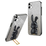 Til iPhone 12 mini Glitter Pudder Cover Udtrækkelig Støttefod Smart Telefon Cover