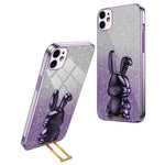 Til iPhone 12 mini Glitter Pudder Cover Udtrækkelig Støttefod Smart Telefon Cover