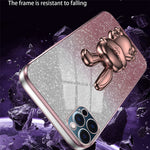 For iPhone 12 Pro Electroplating Rabbit Drop-proof Case Pull-out Kickstand Phone Cover