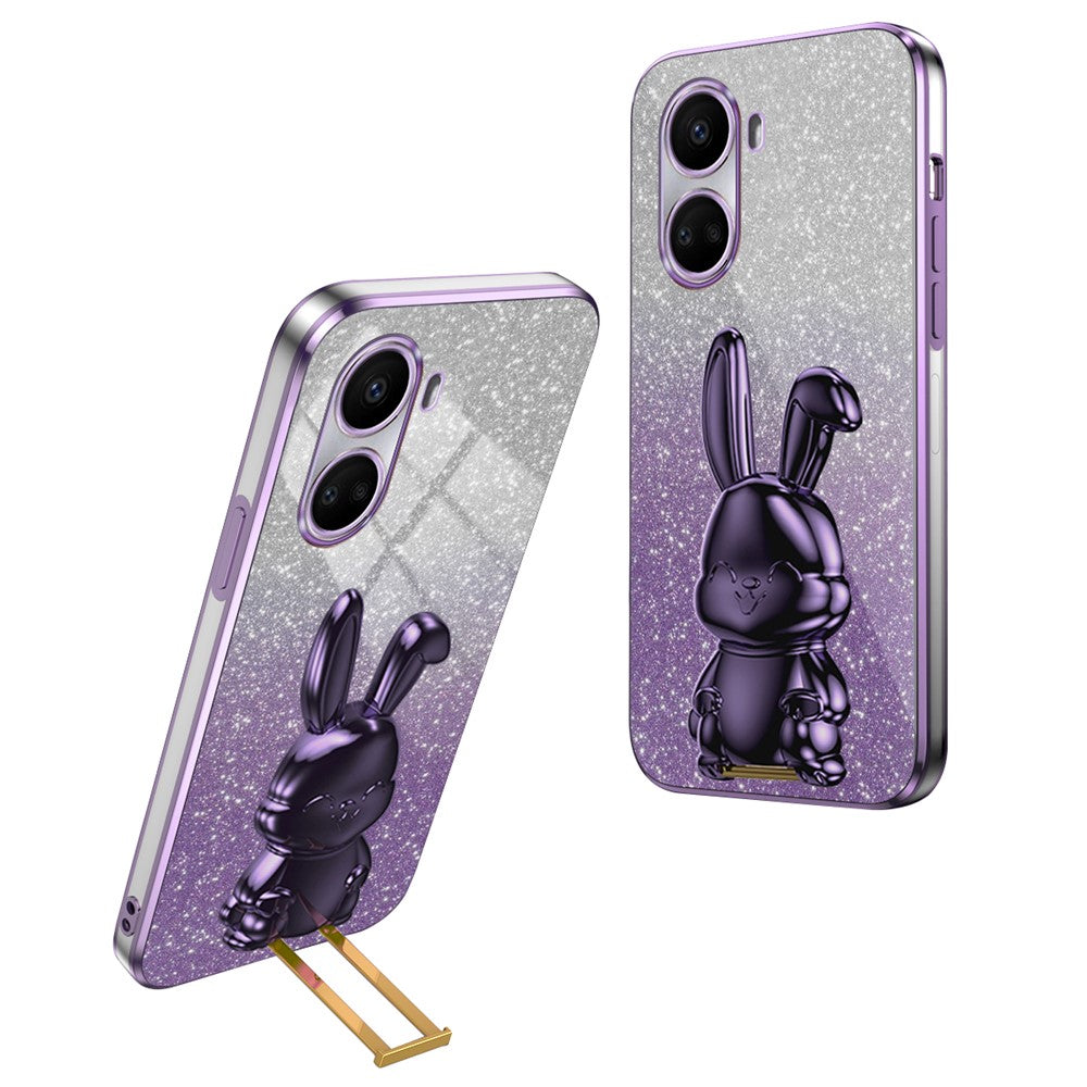 For Huawei nova 10 SE 4G Case Glitter Powder PC+TPU Anti-drop Phone Cover with Pull-out Kickstand